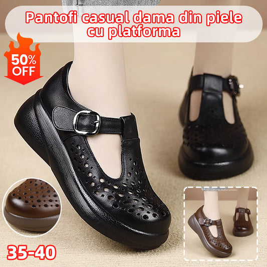 💙💙【Oferte speciale pe site】【35-40】2025 Noua modă pentru femei, ocazional, din piele naturală, pantofi cu talpă groasă