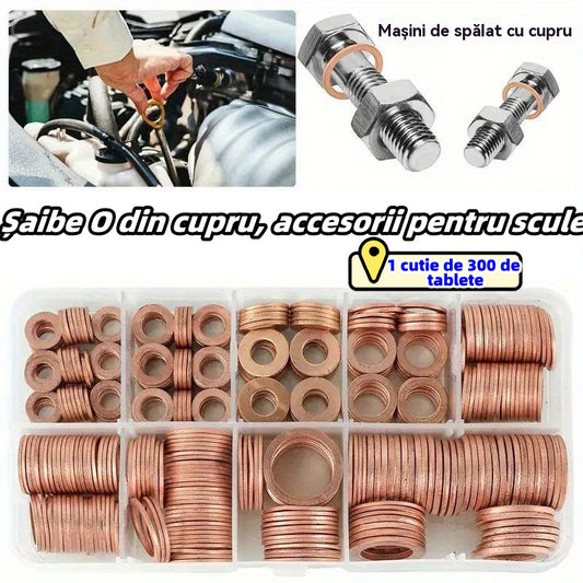 🔥📌【100 buc.】Cutie de șaibe de cupru purpurii / O-Rings cu dopuri de ulei_3909419